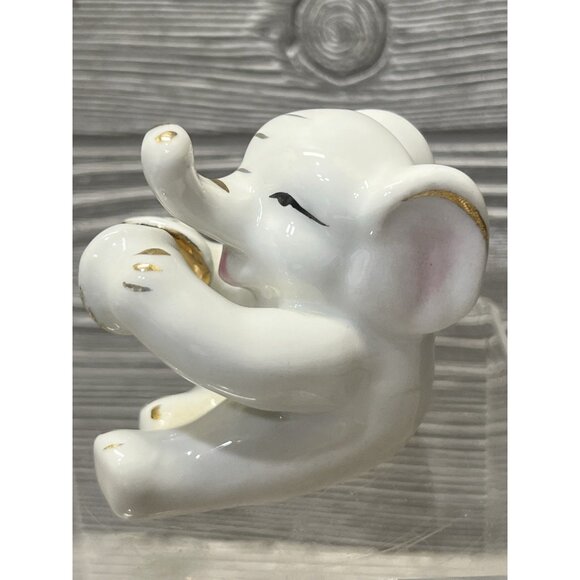 Small White Elephant Figurines Porcelain Ceramic Japan Lot of 3 Midcentury - Picture 7 of 16